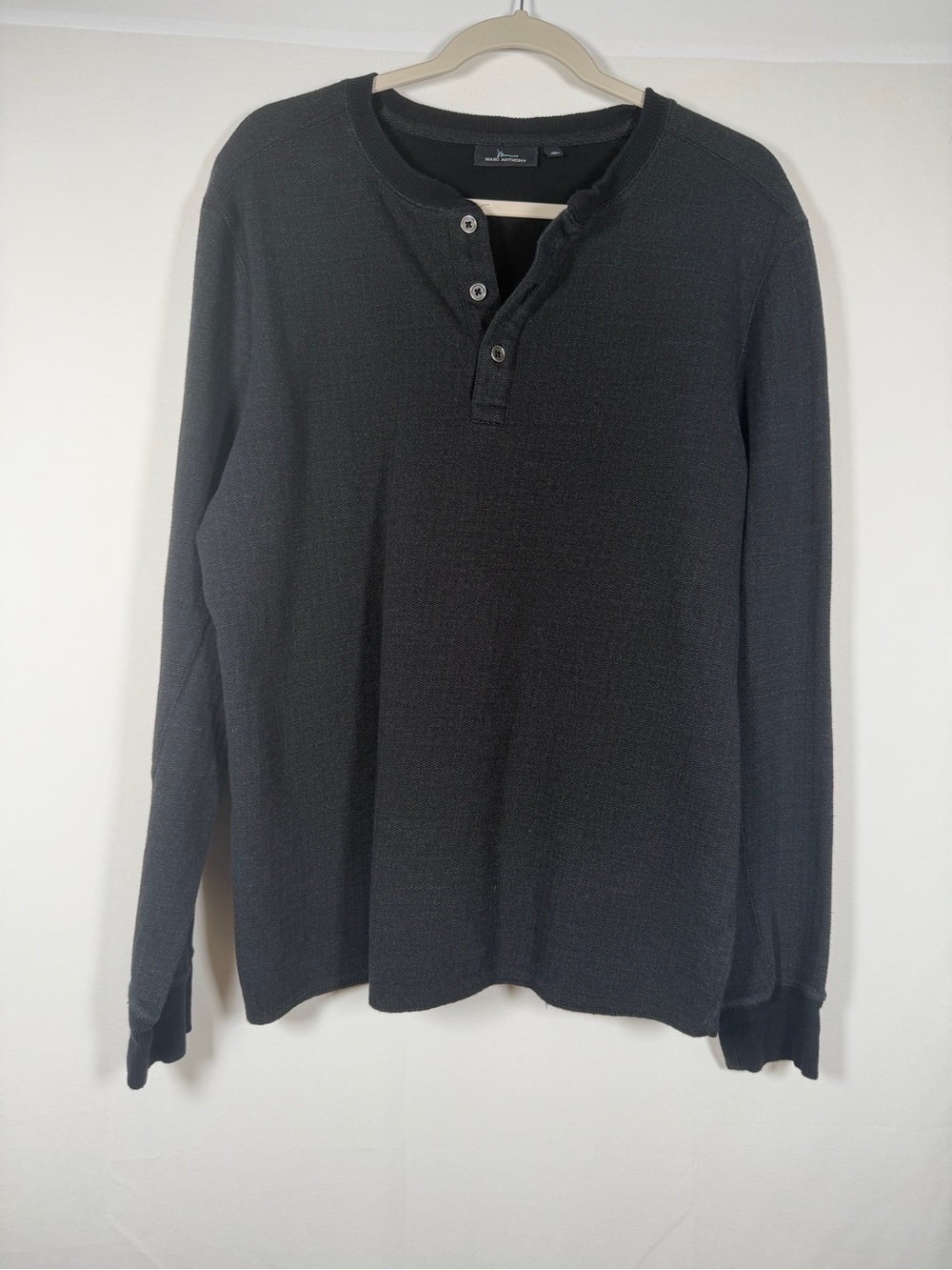 Marc Anthony Black Long-Sleeve Henley Shirt